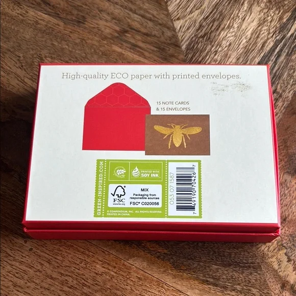 Red and Gold Bee Note Card Set - Picture 2 of 11